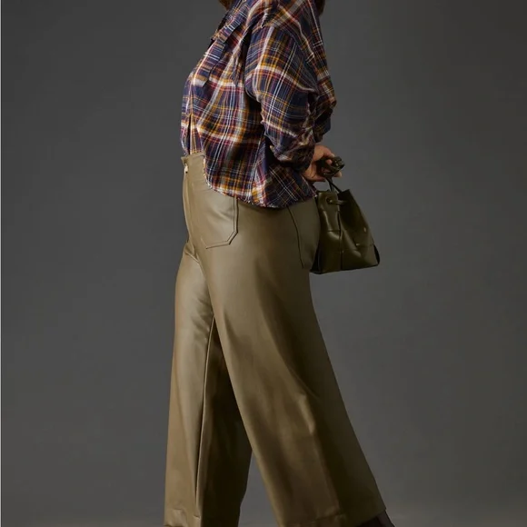 Anthropologie Maeve The Colette Olive Green Wide-Leg Pants size 23 - Picture 8 of 14